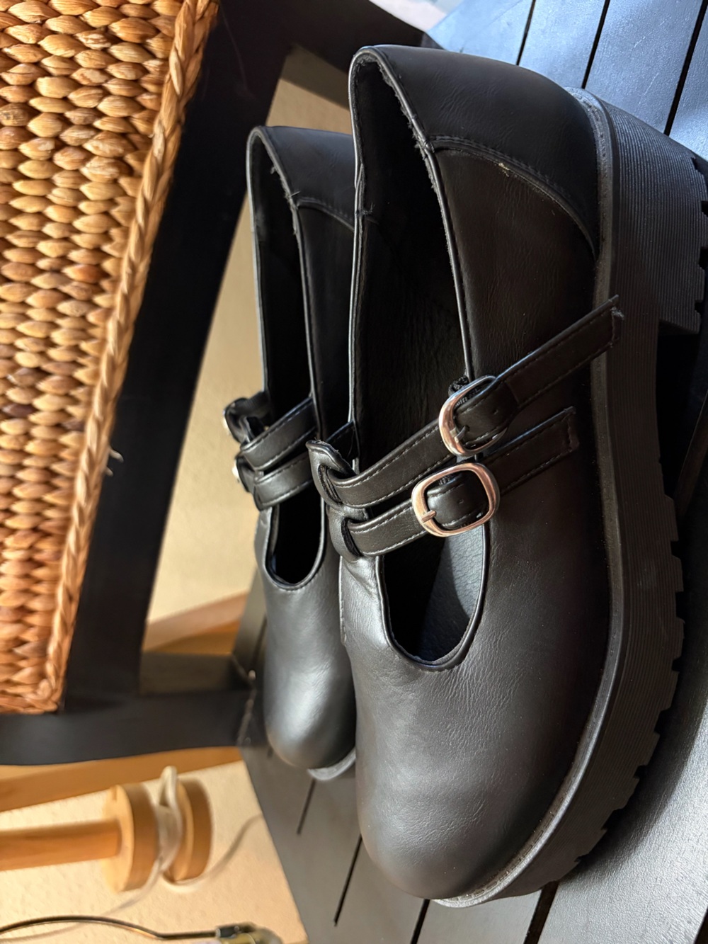 Black Double-Strap Dirty Laundry Flats